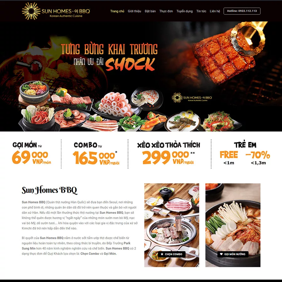 Mẫu website BBQ nhà hàng nướng — Source Code WordPress 49.000₫