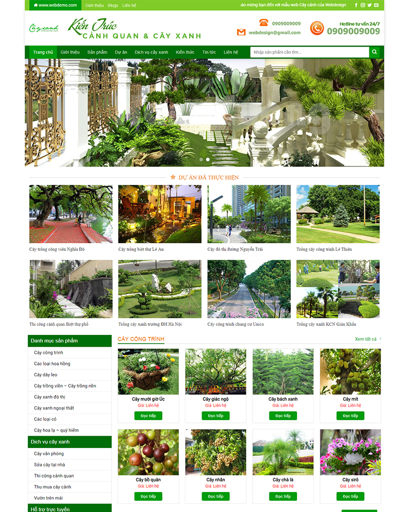 Mẫu website cây xanh mẫu 3 — Source Code WordPress 49.000₫