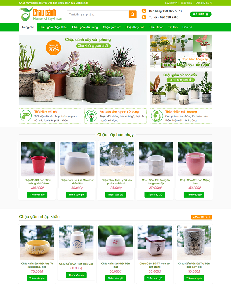 Mẫu website chậu cây — Source Code WordPress 49.000₫
