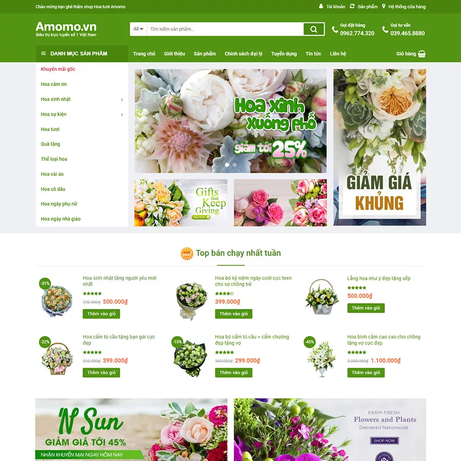 Mẫu website hoa tươi — Source Code WordPress 49.000₫