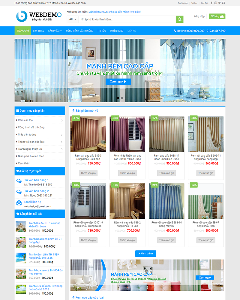Mẫu website màn rèm — Source Code WordPress 49.000₫