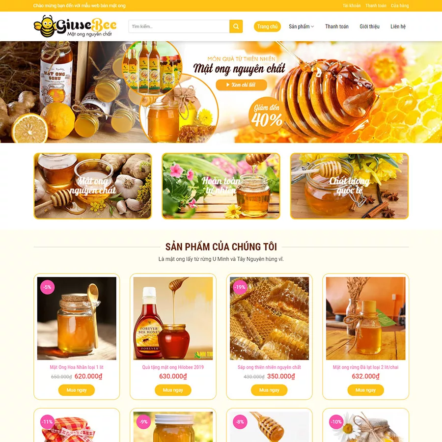 Mẫu website mật ong mẫu 2 — Source Code WordPress 49.000₫
