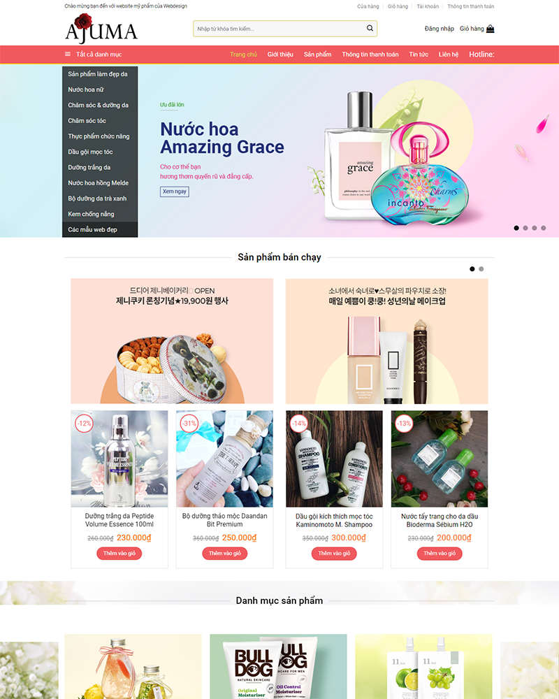 Mẫu website mỹ phẩm — Source Code WordPress 49.000₫