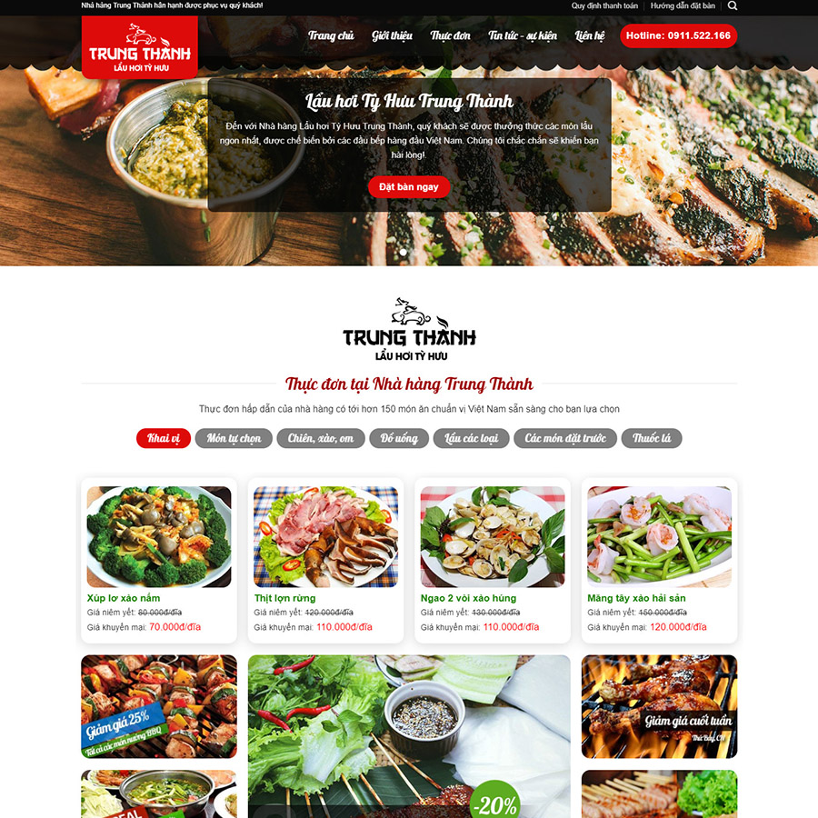 Mẫu website nhà hàng — Source Code WordPress 49.000₫
