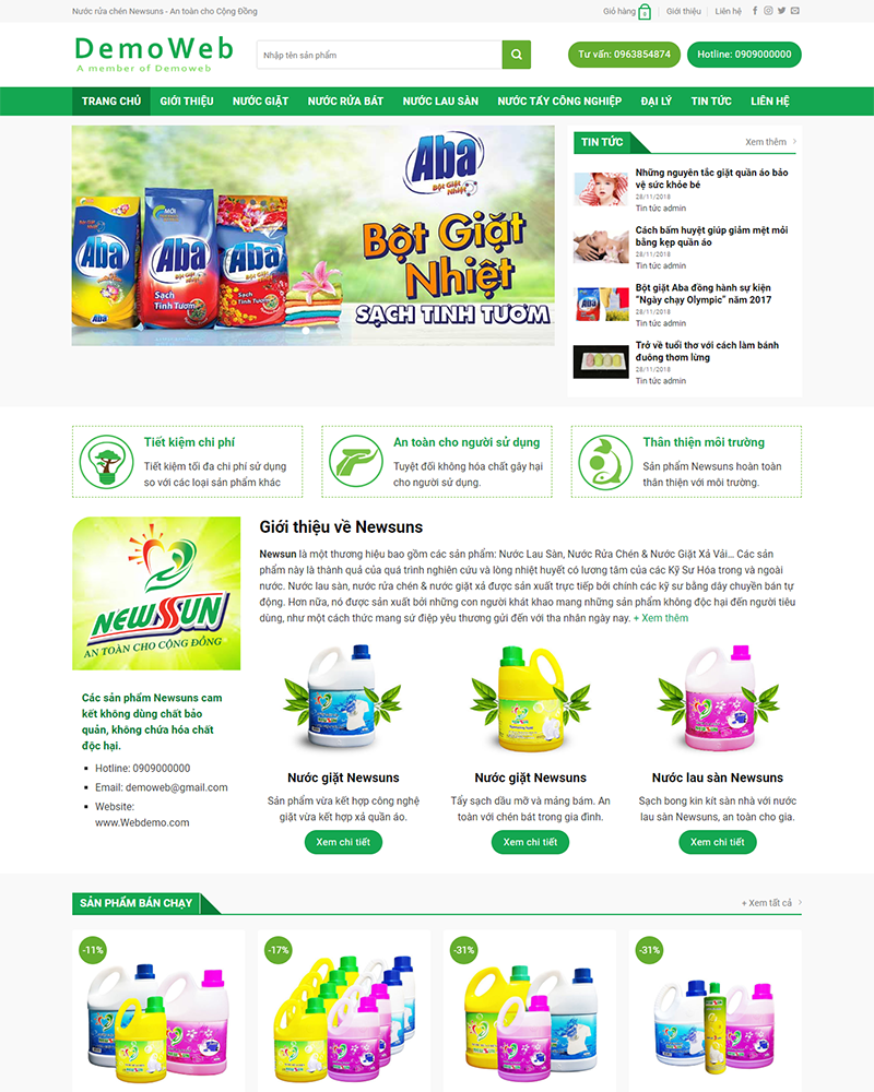 Mẫu website nước giặt — Source Code WordPress 49.000₫