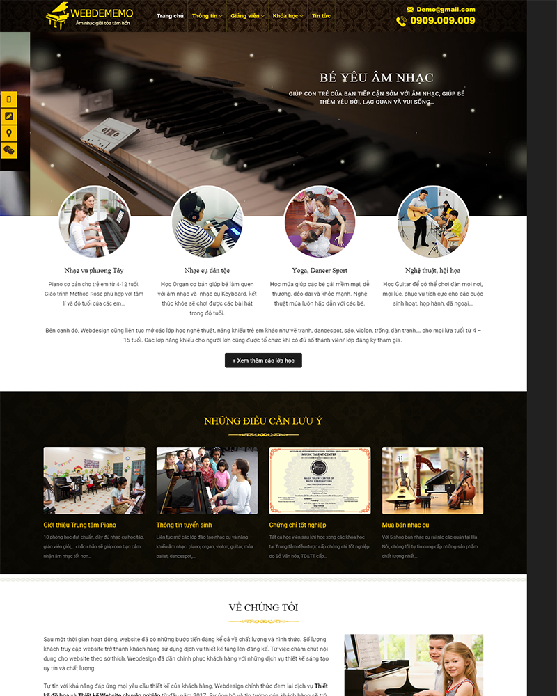 Mẫu website trung tâm âm nhạc piano — Source Code WordPress 49.000₫