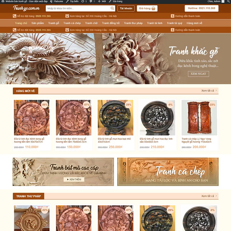 Mẫu website tranh gỗ — Source Code WordPress 49.000₫