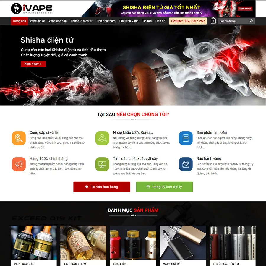 Mẫu website vape — Source Code WordPress 49.000₫