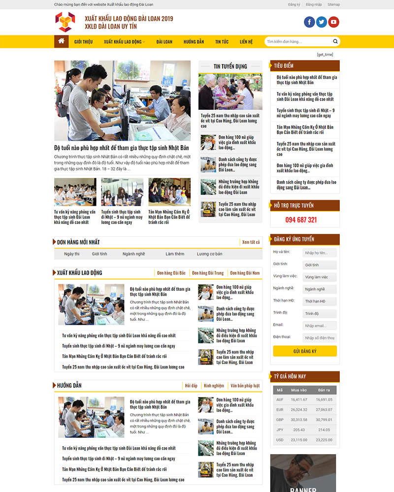 Mẫu website xuất khẩu lao động mẫu 2 — Source Code WordPress 49.000₫